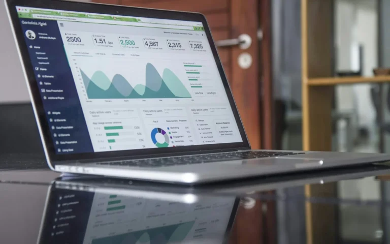 Laptop displaying an analytics dashboard